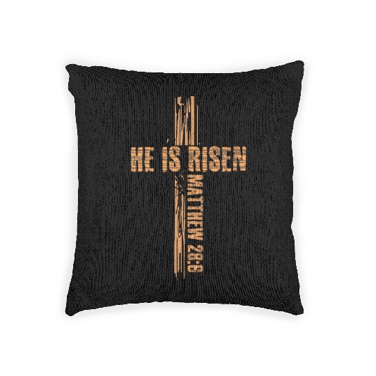 Jesus Cross He Is Risen Happy Easter Woven Pillows