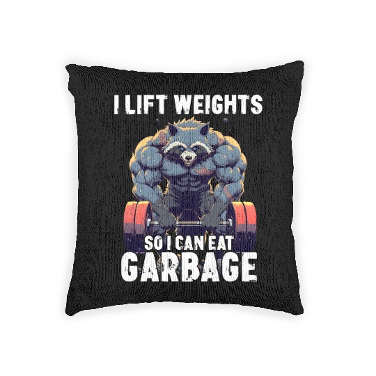 Weightlifting Workout Gym Raccoon Gift Woven Pillows