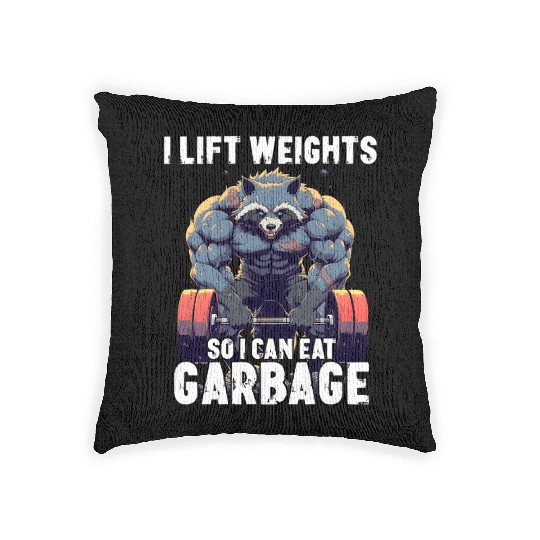 Weightlifting Workout Gym Raccoon Gift Woven Pillows