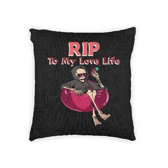 RIP To My Love Life - Skeleton Valentine Woven Pillows