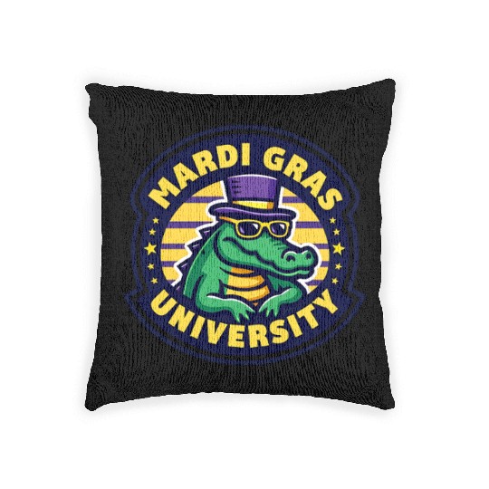 Mardi Gras University Alligator Men's Mardi Gras Woven Pillows