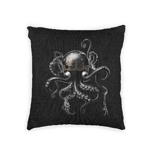 Graphic Japanese Octopus Woven Pillows