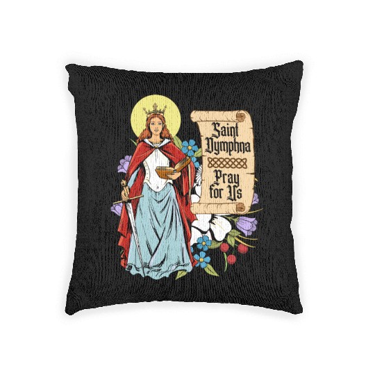 St. Dymphna Purity Lily Patron Saint Mental Health Woven Pillows