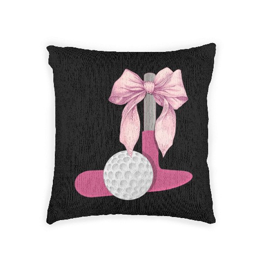 Coquette Bow Mini Golf Golfer Mothers Day Woven Pillows
