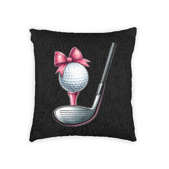 Coquette Bow Golf Ball Club Mothers Day Pink Woven Pillows