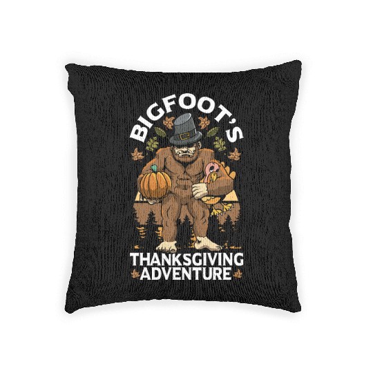 Bigfoot Thanksgiving Pilgrim Woven Pillows