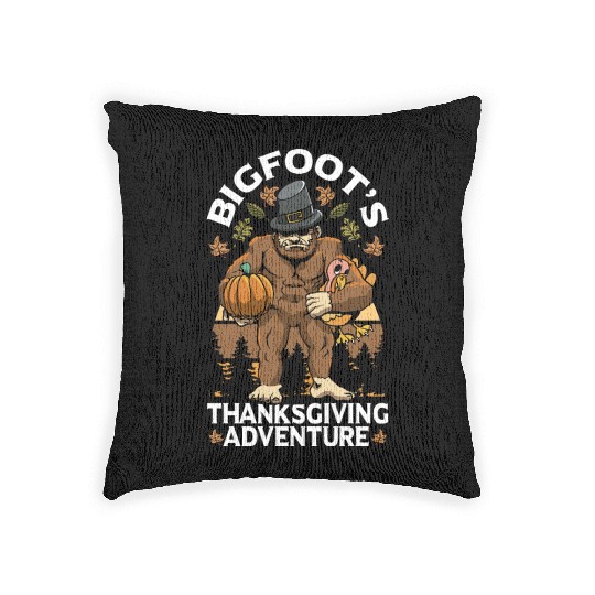 Bigfoot Thanksgiving Pilgrim Woven Pillows