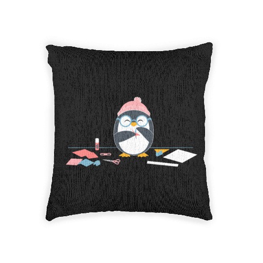 Crafting Hobby Penguin with Scissors Relaxation Woven Pillows
