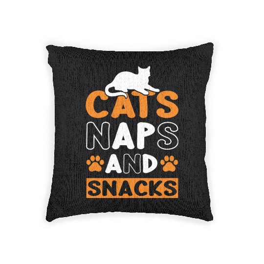 Cats Naps and Snacks Design Woven Pillows