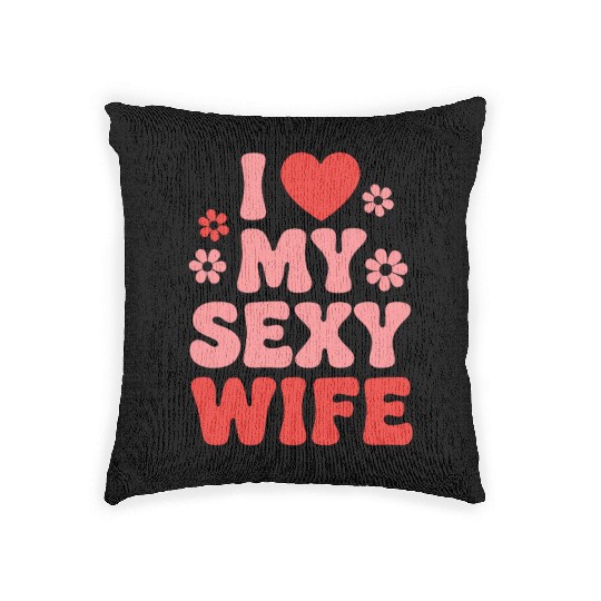 I Love My Wife (80s Retro) Woven Pillows
