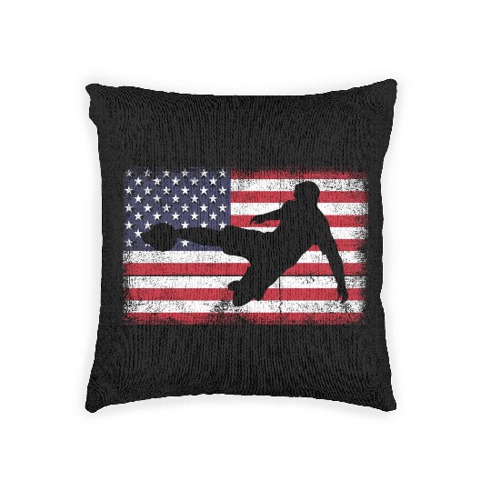 Ball Soccer American Flag USA Boys Men Woven Pillows