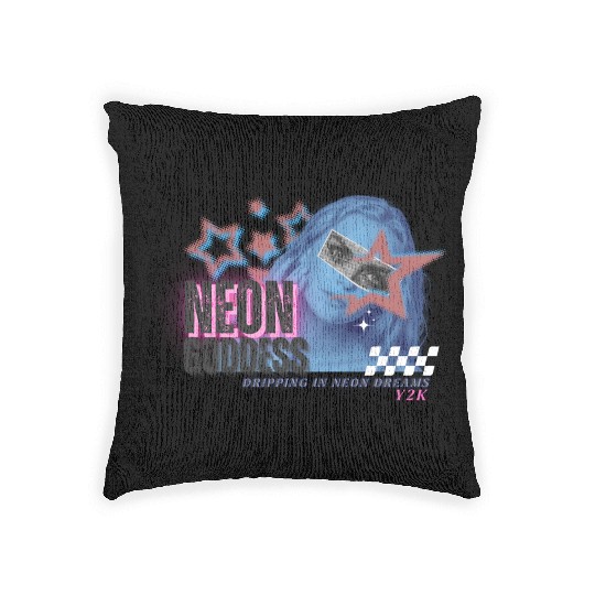 Neon Goddess Y2K Woven Pillows Design