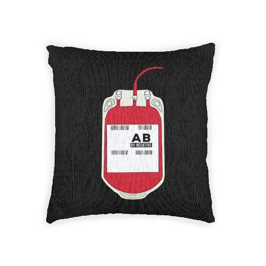 AB Negative Blood Bag Woven Pillows