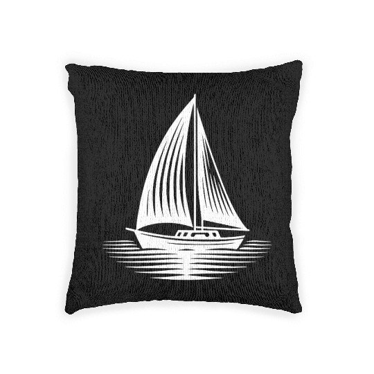Sailboat In Calm Sea On The Horizon Woven Pillows