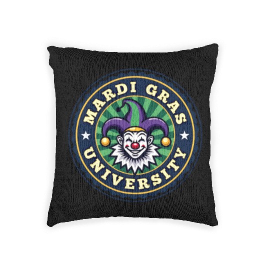 Mardi Gras University Clown Men's Mardi Gras Woven Pillows