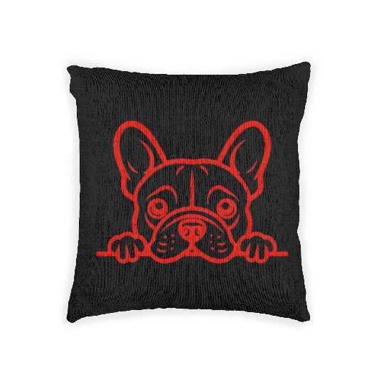 French Bulldog Frenchie Sweet Face Red Woven Pillows