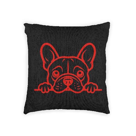 French Bulldog Frenchie Sweet Face Red Woven Pillows