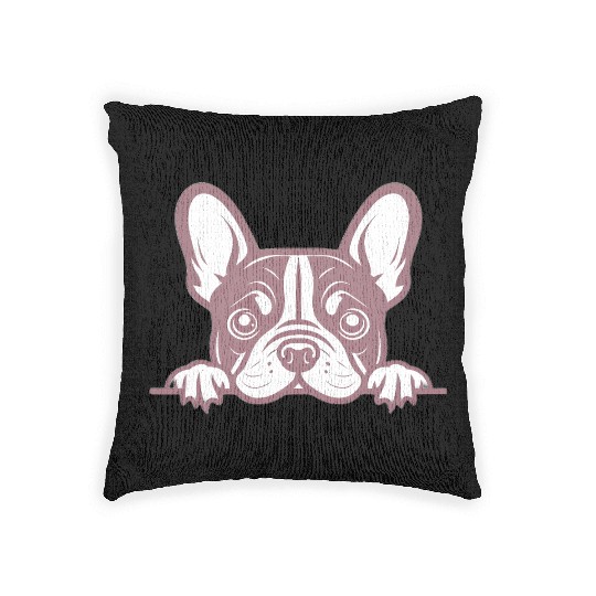 French Bulldog Frenchie Sweet Face Pink Woven Pillows