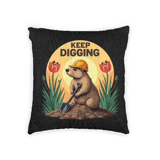 Industrious Groundhog Gardener Woven Pillows
