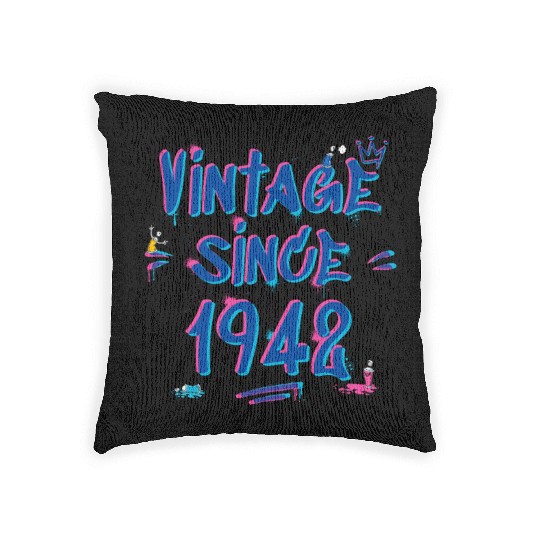 Vintage Since 1942 Graffiti Glitch 83rd Birthday Woven Pillows