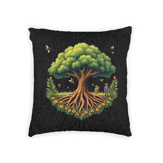Tree of Life & Bees Woven Pillows