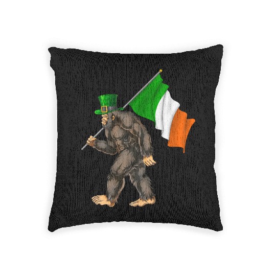 St. Patrick's Day Bigfoot Ireland Flag Woven Pillows