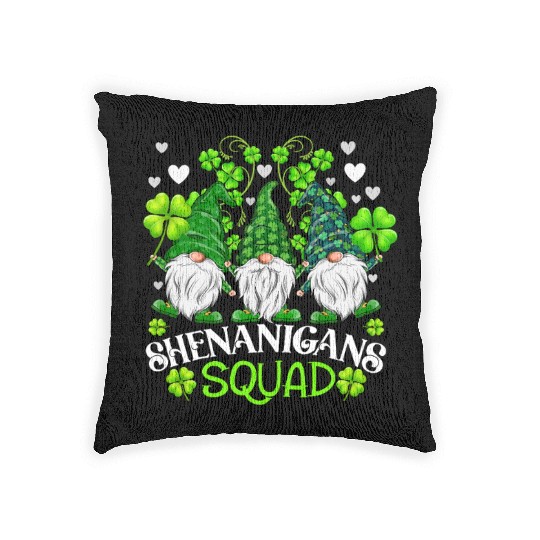 Shenanigans Squad St Patricks Day Gnomes Irish Woven Pillows