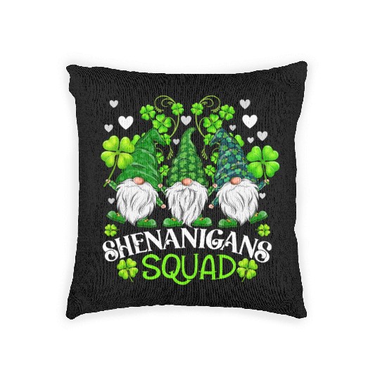 Shenanigans Squad St Patricks Day Gnomes Irish Woven Pillows