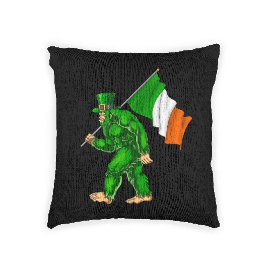St. Patrick's Day Bigfoot Ireland Flag Woven Pillows