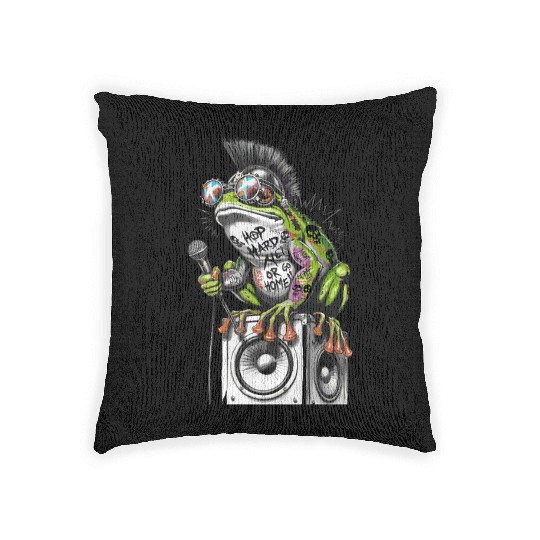 Frog Punk Street Art Graffiti Design Woven Pillows