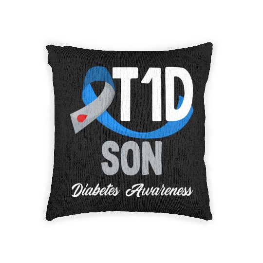 T1D Son Diabetes Type 1 Awareness Support Woven Pillows