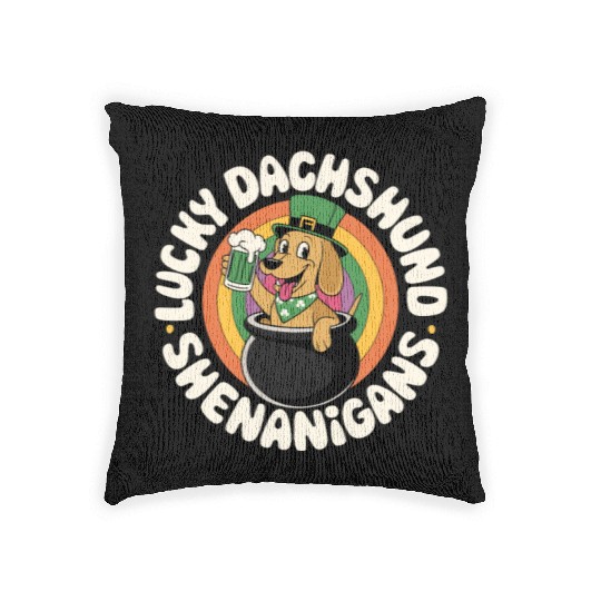 Lucky Dachshund Shenanigans | St. Patrick’s Day Woven Pillows