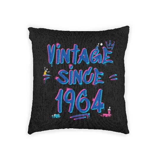 Vintage Since 1964 Hip-Hop Graffiti Glitch 61st Woven Pillows