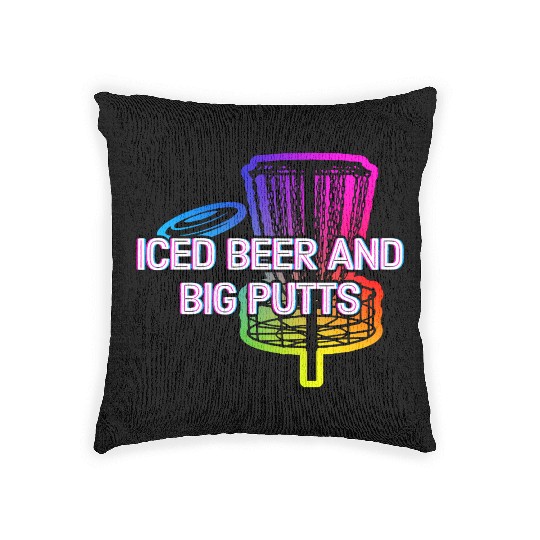 Iced Beer and Big Putts Disc Golf Beer Lover Woven Pillows