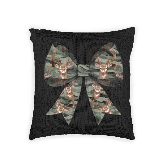 Coquette Bow Deer Hunting Hunter Camouflage Ribbon Woven Pillows