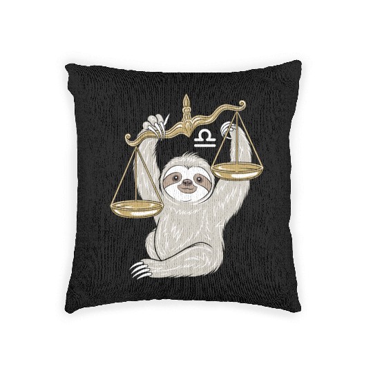 Charming Libra Zodiac Sloth Balancing Serenity Woven Pillows