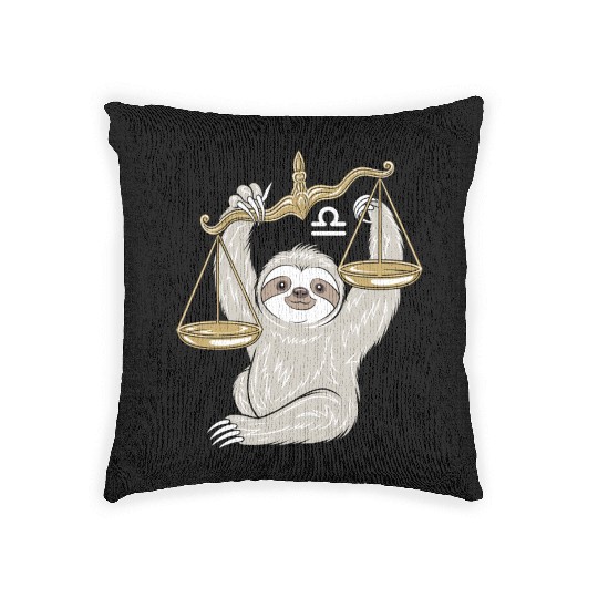 Charming Libra Zodiac Sloth Balancing Serenity Woven Pillows
