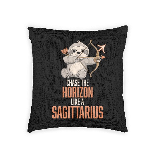 Chase The Horizon Like A Sagittarius Zodiac Sloth Woven Pillows