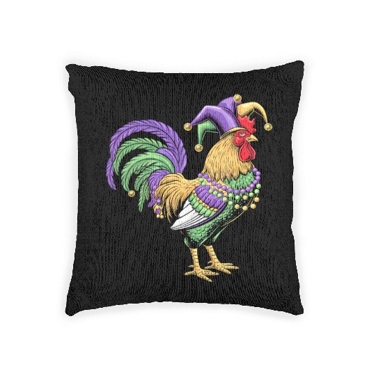 Chicken Beads Mardi Gras Carnival Farming Farmer Woven Pillows