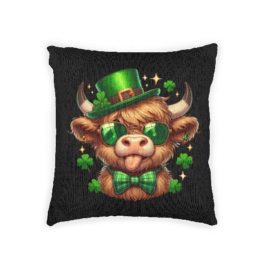 St Patricks Day Woven Pillows - Irish Lucky cow