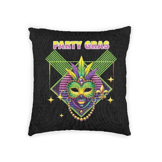 Mardi Gras Party Gras Mask Celebration Woven Pillows