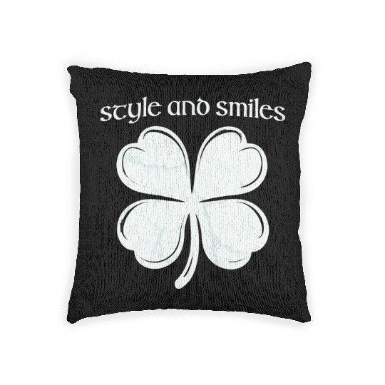 Style and Smiles Large Clover Graphic and Text Woven Pillows