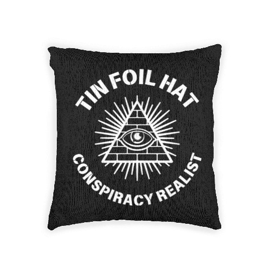 Tin Foil Hat Conspiracy Realist Woven Pillows