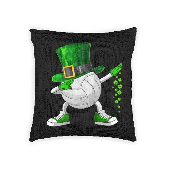 Funny Dabbing Shamrock Volleyball St Patrick's Day Woven Pillows