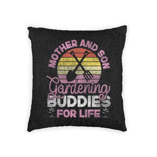 Plant Lover Gardening Mom Son Woven Pillows