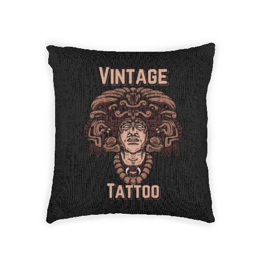 Vintage Tattoo Art – Aztec Warrior Design Woven Pillows