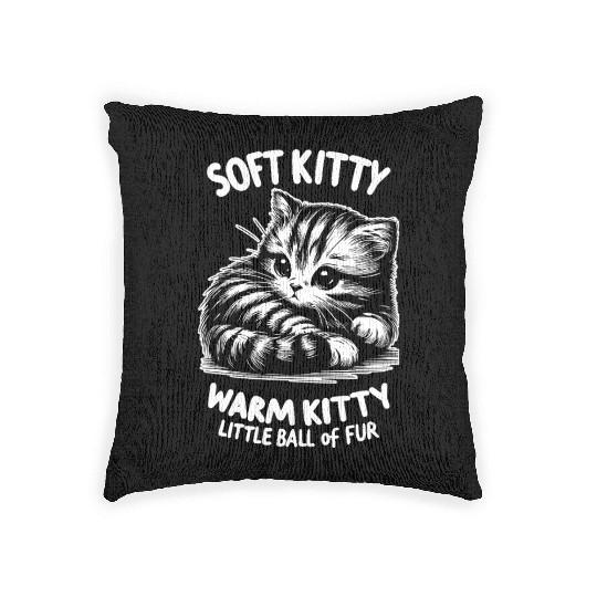 Soft Kitty (dark) Woven Pillows