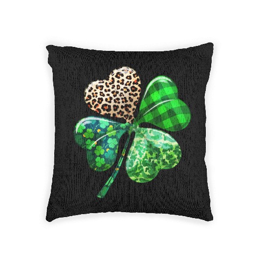 St. Patrick's Day Shamrock Irish Leopard Woven Pillows