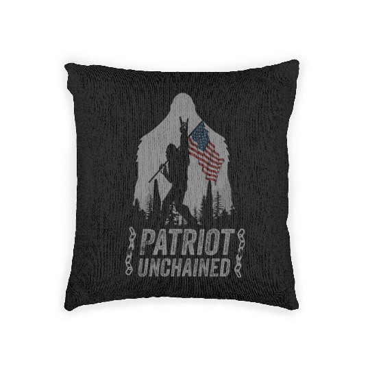 Dark Patriot unchained quote Sasquatch US flag Woven Pillows