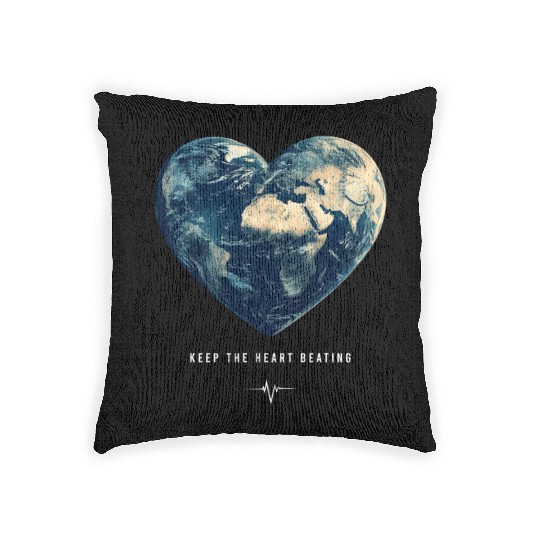 Keep the Heart Beating Earth Day Earth Environment Woven Pillows
